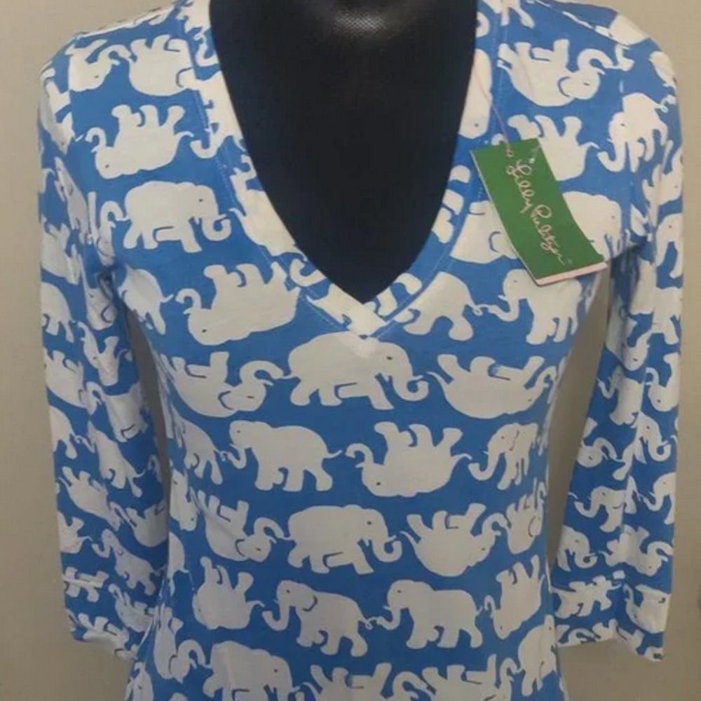 NWT Lilly Pulitzer Christie Tusk in Sun Blue Elephant Dress Womens Sz XXS - Picture 4 of 4